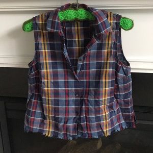 Madewell Cropped Plaid Blouse - SMALL